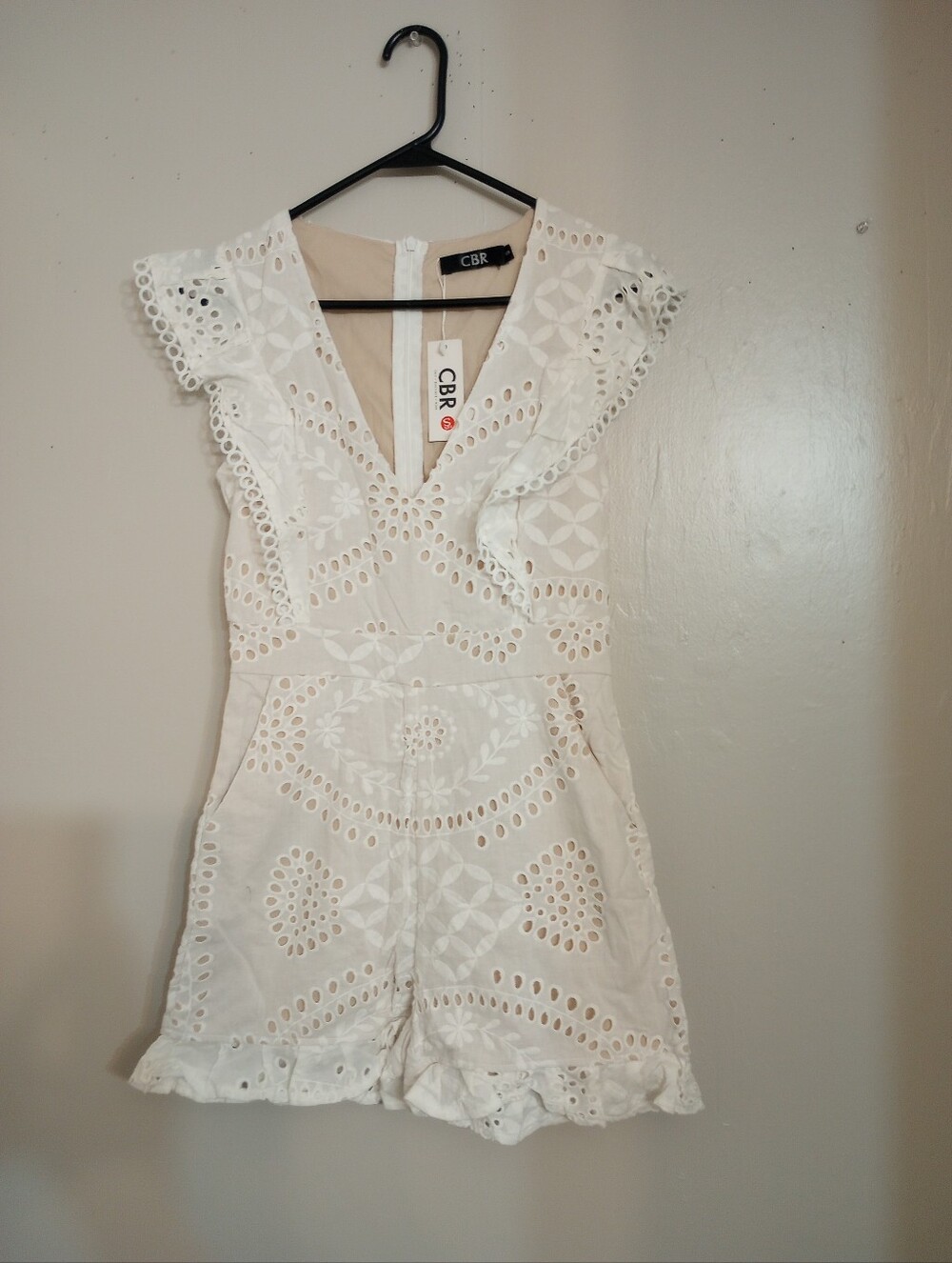 CBR Women's Lace Eyelet Shorts Romper NWT
